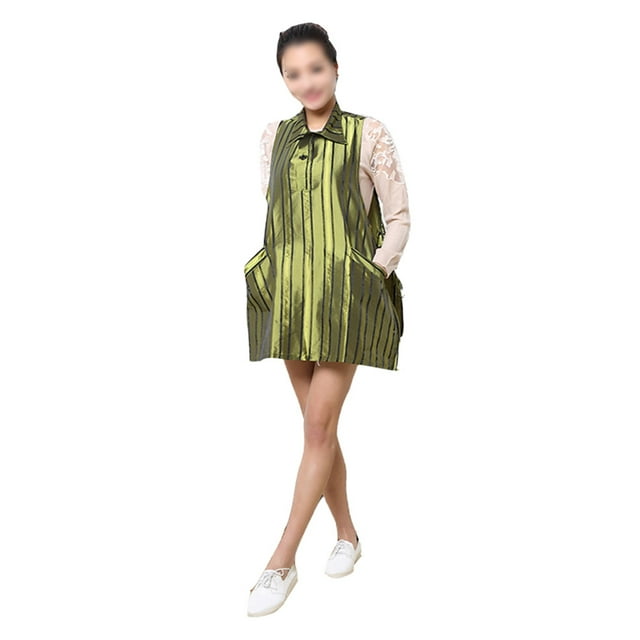 EeaseCA Hairdressing Working Clothes Stripe Pattern Barber's Clothes Barber Apron Barber Tool Dark Green