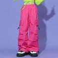 thumbnail image 4 of Girl's Casual Elastic Waist Cargo Pants Multi Pockets Lightweight Cotton Teens Trousers School Teens 3-14 Years, 4 of 7