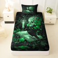 thumbnail image 3 of Homewish Spooky Halloween Skull Twin Sheets,Green Rose Floral Bedding,3pcs,1 Fitted Sheet and 1 Pillowcase, 3 of 6