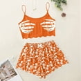 thumbnail image 2 of CAUYDY Halloween Pajamas Women Cute Printed Top and High Waist Shorts Plus Size Pajama Set Funny Skeleton Sleepwear(Orange,XXL), 2 of 6
