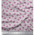 thumbnail image 1 of Soimoi Gray Rayon Crepe Fabric Monster Lips & Teeth Face Printed Fabric 1 Yard 46 Inch Wide, 1 of 3