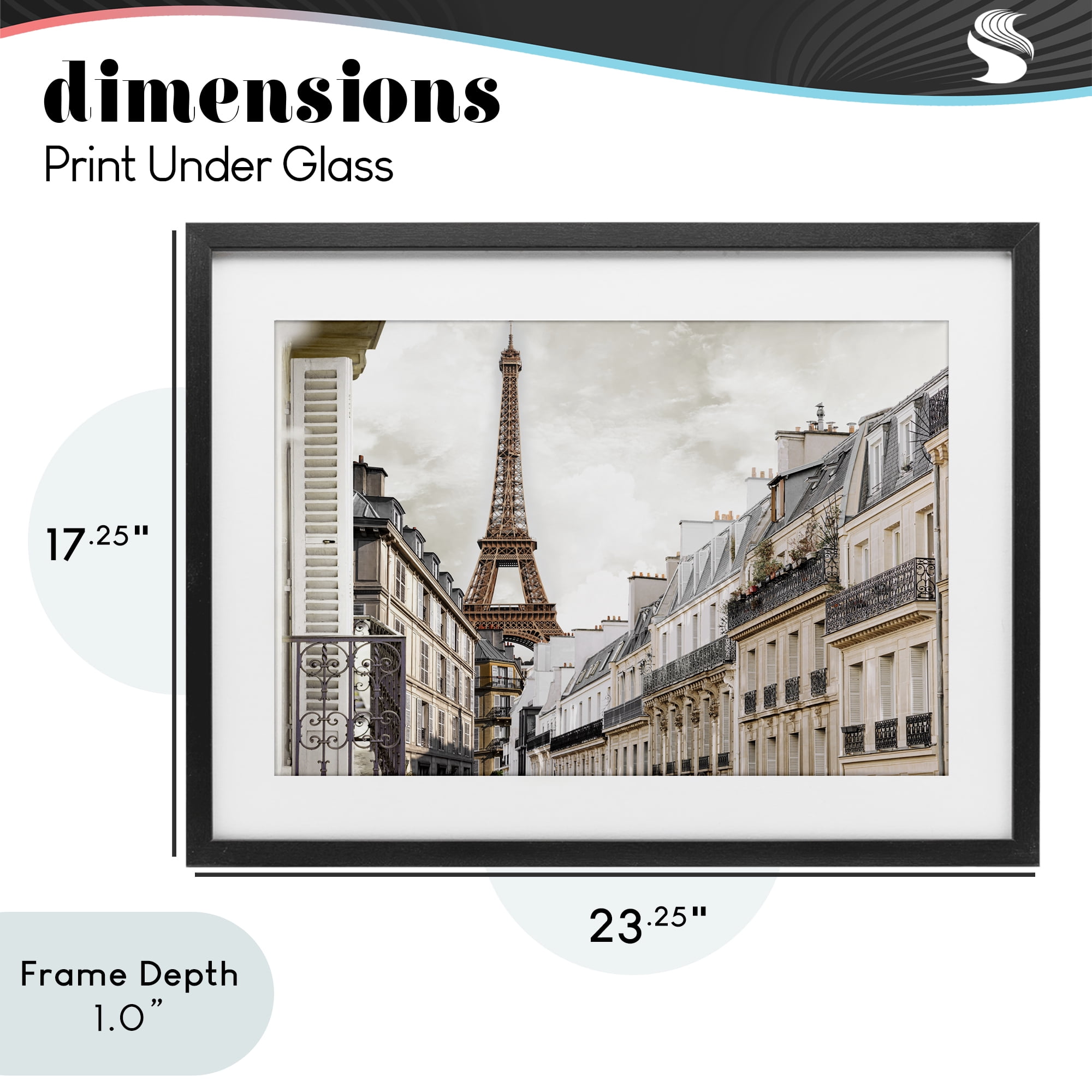 Stupell Industries Eiffel Tower Through Parisian Balconies Black Framed Print Under Glass, design by CAD Designs