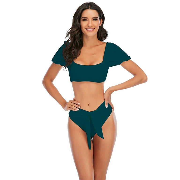 Womens 2 Piece Bikini Sets Cute 2023 New Amazon Bikini Women s Bubble Sleeve Split Strap Swimwear Popular in Europe and America Walmart