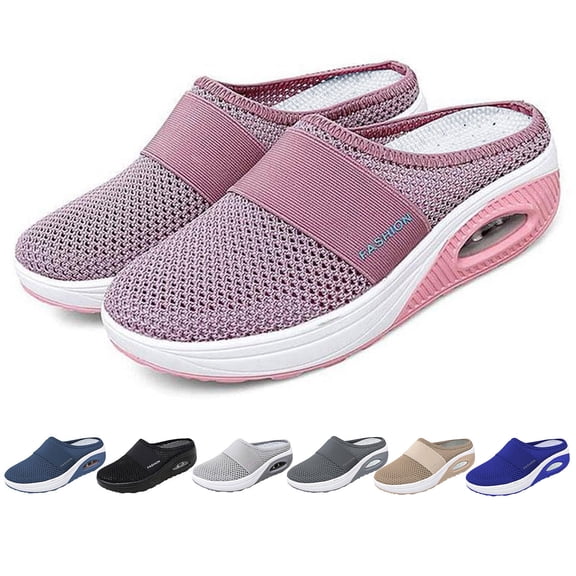 Modisza Men's Walking Mesh Mules with Arch Support Casual Breathable Falt Shoes Summer Workout Lightweight Non Slip Slides Blue 6.5