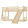 thumbnail image 2 of Zimtown Bunk Bed Twin Over Twin,Kids Low Floor Bed Frame with Slide for Children Boys Girls Dormitory Bedroom,No Box Spring Needed,Natural Wood, 2 of 10