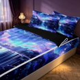 thumbnail image 2 of Homewish Blue Galaxy Zipper Twin Comforter Sets with Fitted Sheet and 2 Pillowcases for Kids Girls, Stars Moon Waterfall Zipper Bedding Set, Black Reversible, 2 of 7