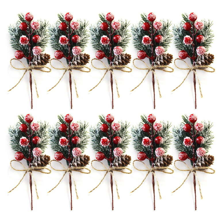  Ceenna 100 Pcs Artificial Christmas Picks and Sprays Christmas  Berries for Trees Christmas Evergreen Pine Cones Branches Stems Winter  Floral Picks for Decoration Craft (White) : Arts, Crafts & Sewing