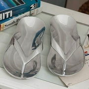 Evergreen Beautiful Springtime Flip Flop Metal Trinket Dish, Set of 2 - 10 x 1 x 4 Inches Fade and Weather Resistant Decoration