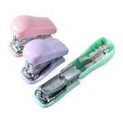 FNNMNNR 3PCS No. 12 labor saving stapler macaron color student Cute Small Stapler Portable Binding stationery office stapler portable nail puller stapler