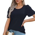 thumbnail image 5 of Womens T Shirts Short Sleeve Pleated Dressy Casual Scooped Neck Summer Tops Blouses, 5 of 7
