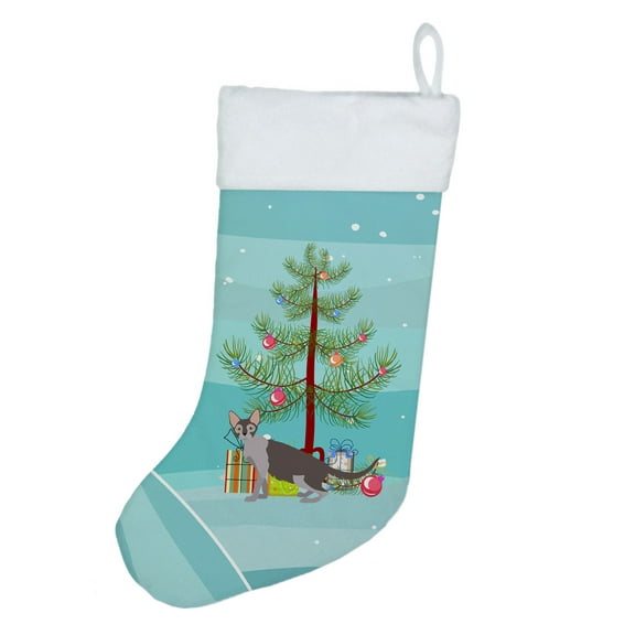 Lykoi #2 Cat Merry Christmas Christmas Stocking 13.5 in x 18 in