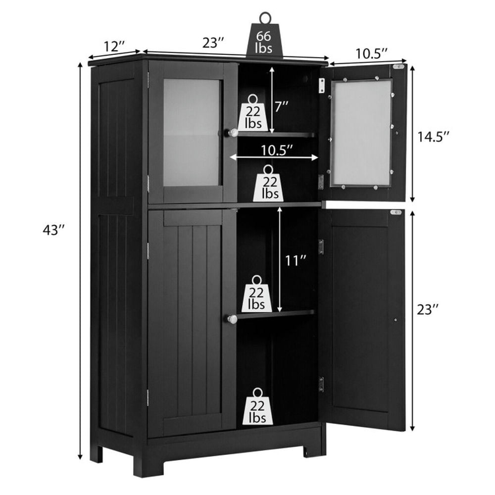 Finihen Bathroom Storage Cabinet, Bathroom Floor Cabinet, Bathroom Floor Storage Locker Kitchen Cabinet with Doors and Adjustable Shelf, for Bathroom, Living Room, Bedroom, Kitchen, Black Finihen Bathroom Storage Cabinet, Bathroom Floor Cabinet, Bathroom Floor Storage Locker Kitchen Cabinet with Doors and Adjustable Shelf, for Bathroom, Living Room, Bedroom, Kitchen, Black
