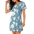 thumbnail image 2 of Gukieu Lilies Flowers Print Women's Nightgown, A-line Round Neck Short-sleeved Nightgown Pajamas Home Wear Suitable for Home and Outing, 2 of 6