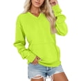 thumbnail image 3 of Sweatshirts for Women V Neck Loose Fit Long Sleeve Pullover with Pockets Soft Soild Color Stretch Athletic Top, 3 of 6