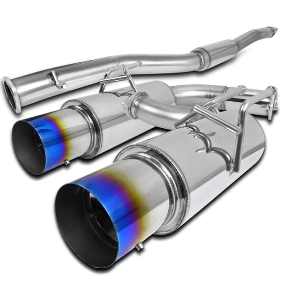 Spec-D Tuning Dual Catback Exhaust System Titanium Tip Compatible with 2008-2015 Mitsubishi Lancer Evo X