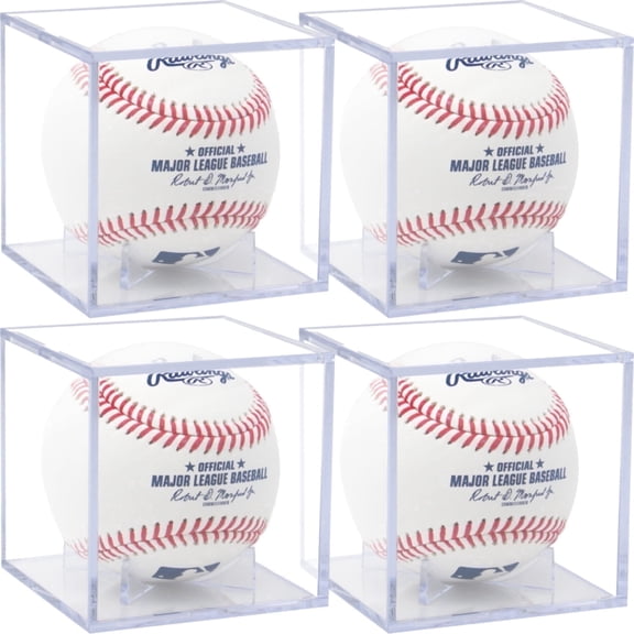 (4 Count) Display Zone Baseball Cube - Crystal Clear UV Protected Acrylic Display Case for Balls