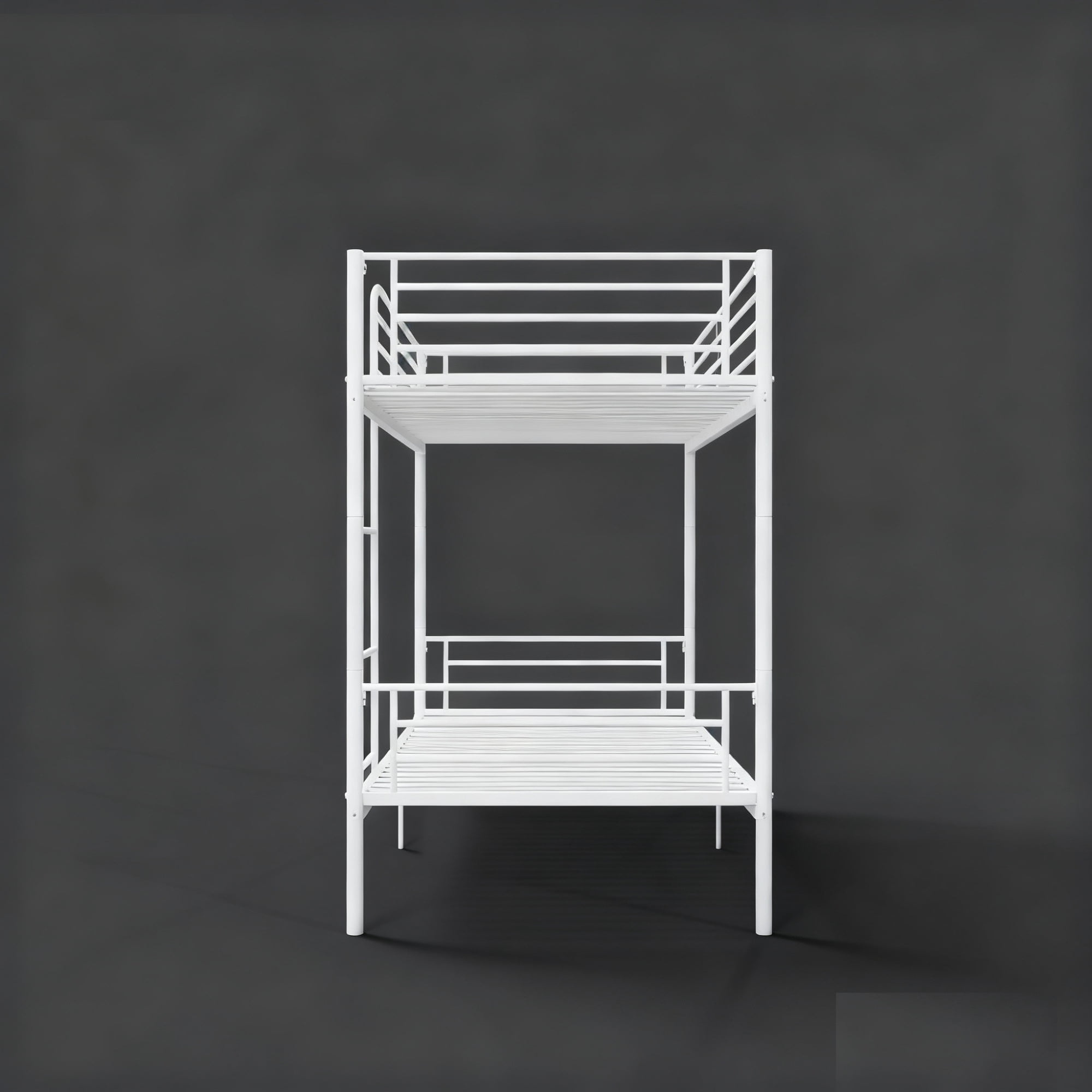 Leumius Twin over Twin Bunk Bed,Metal Bed Frame with Ladder and Guardrail,Noise Free,Easy Assemble,Able to Split 2 Bed,White