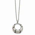 thumbnail image 2 of Stainless Steel 20 inch Antiqued and Brushed Crystal Circle Necklace; 20 inch; for Adults and Teens; for Women and Men, 2 of 4