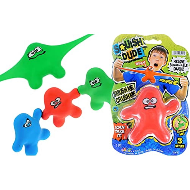 JA-RU Juguete elástico Monster Dude Squish and Pull Toys (1 unidad surtida) Juguetes antiestrés para niños, niñas y adultos Favor de fiesta - Fidget Stretch Toys para niños y niñas Artículo # 3410-1p Ja-Ru 037203746503
