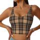 thumbnail image 1 of Balery khaki coffee plaid Sujetadores deportivos con espalda cruzada para mujer, acolchados, sin costuras, de alto impacto, ideales para yoga, gimnasio, entrenamiento y fitness.-Medium, 1 of 8