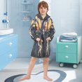 thumbnail image 5 of FORMRS Niños Bathrobe Unisex Hooded Robe Soft Plush Pajamas Sleepwear, Size 4-6T, Watercolor Astronaut, 5 of 7