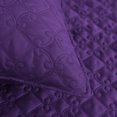 thumbnail image 3 of Quilt Set King Size, Soft Microfiber Lightweight Bedspread Coverlet Bed Cover (Diamond Pattern) for All Seasons, Purple, 3 Pieces (Includes 1 Quilt, 2 Shams), 3 of 6