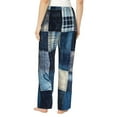 thumbnail image 3 of Goofa Indigo Patchwork Quilt Printed Soft Pajama Pants for Women, Wide Leg Comfy Casual Lounge Yoga Pants-Large, 3 of 9