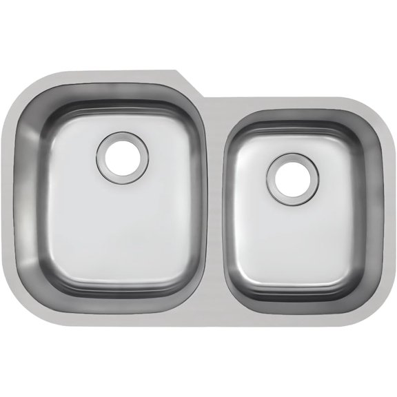31.5 inch Undermount 60/40 Double Bowl 18 Gauge Stainless Steel Kitchen Sink LEFT BOWL 15-1/2" X 18" X 9" RIGHT BOWL 12-1/2" X 16" X 8" ((sink only))