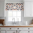 thumbnail image 3 of Navy Blue Burnt Orange Botanical Valance Curtains for Kitchen/Living Room/Bathroom/Bedroom Window, Rod Pocket Small Topper Half Short Window Curtains Voile Sheer Scarf, Vintage Leaves 54"x18", 3 of 8