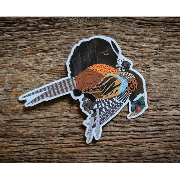 Black Springer Spaniel with Pheasant Sticker Decal