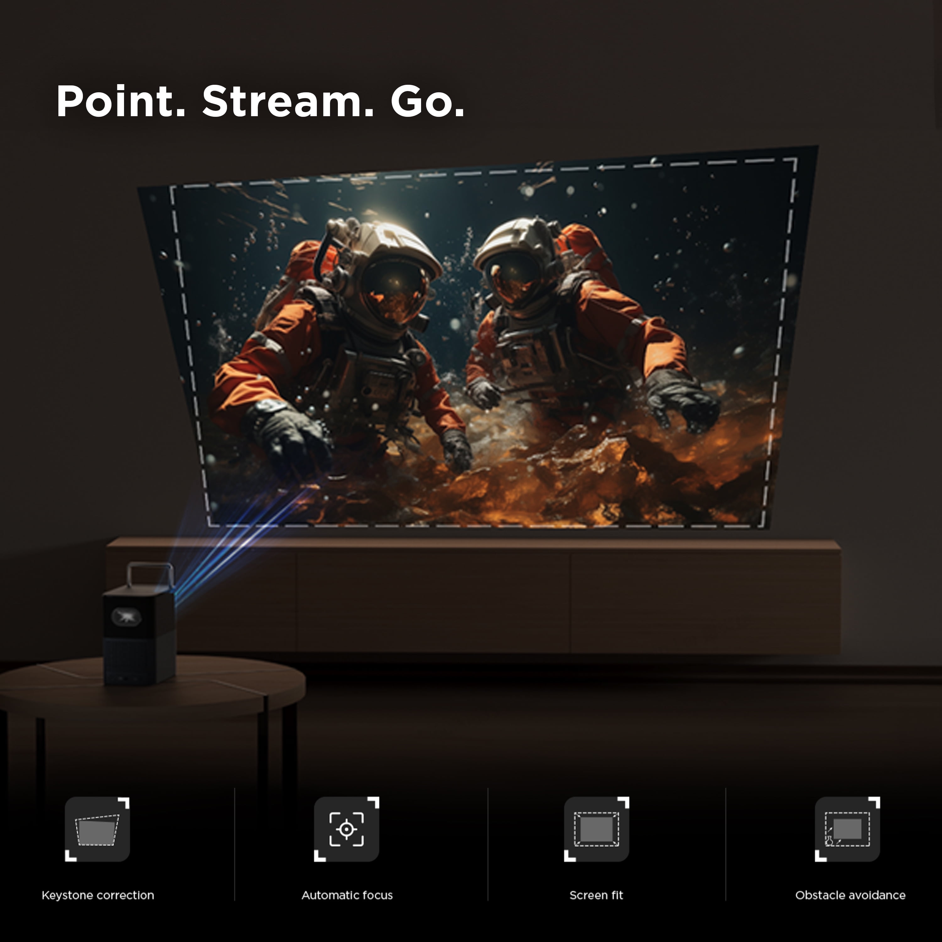 TCL A1 GTV Projector, Netflix Officially Licensed, Portable Outdoor Projector with WIFI and Bluetooth, Native 1080p&4K support, Auto Focus, 16W Audio & Dolby Digital,120-Inch Screen