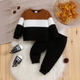 thumbnail image 2 of Ulanda Toddler Boy Clothes Fall Winter Outfit Sweatshirt Pants Boys Fashion Clothes Color Block Long Sleeve Sweatshirt Pants Outfit Set (Brown, 2-3 Years), 2 of 8