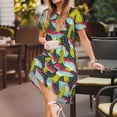 thumbnail image 4 of Spring Summer Dresses for Women 2025 - Green Mushroom Wedding Guest Dresses, Beach Vacation Clothes, Hawaiian Sundresses Casual Short Sleeve Dress for Women with Pockets, 4 of 7