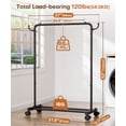 thumbnail image 5 of Enogets Heavy Duty Rolling Garment Rack，Metal Clothing Rack for Hanging with Stroage Shelf and Hooks（Black, 31.5"）, 5 of 6