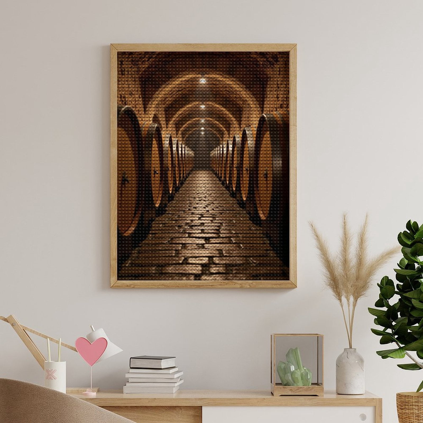 Diamond Art Kits for Adults, Rustic Wine Barrel Cellar 5D Diamond Painting Kits for Adults Beginners, DIY Full Drill Diamond Painting, Gem Art and Crafts 12x16
