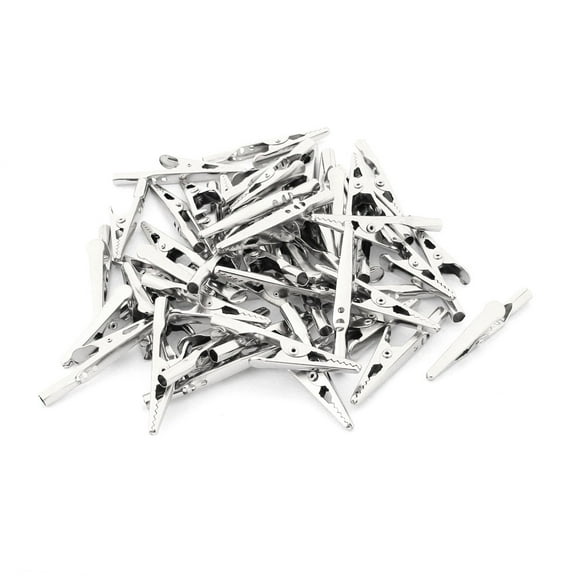 Uxcell 50 Pcs Electric Test Crocodile Alligator Clips Clamps Silver Tone