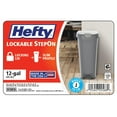 thumbnail image 3 of Hefty Kitchen Trash Can, 12 Gallon Plastic Slim Step Garbage Bin with Locking Foot Pedal Lid, Gray, 3 of 8