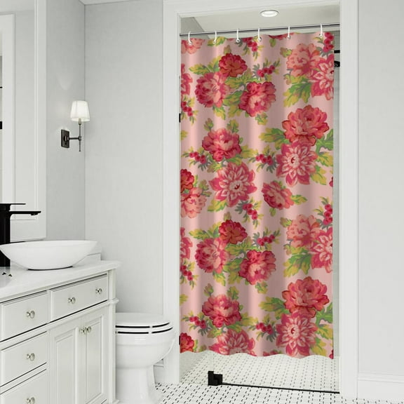 Pioneer Flower Floral Print Pattern Shower Curtain 36"x72" ,Bathroom Decorative Shower Curtains Set with 12 Hooks,Modern Waterproof Washable Shower Curtain