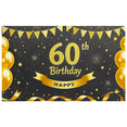 thumbnail image 5 of Black and Gold Glittery 60th Happy Birthday Banner Backdrop Background Party Decors Photo Props for Birthday Celebrations Party Supplies Events Decorations, 5 of 7