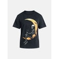 thumbnail image 5 of Halloween Boxy Fit Moon Skeleton Graphic Tee Shirt, Men's Sizes XS-4XLT, 5 of 5