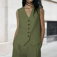 thumbnail image 1 of Gilet Boutonné pour Femmes Confortable Ajusté ChicJacket (Vert Armée TP), 1 of 8