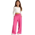 thumbnail image 2 of Resicozy Girls Sweatpants Wide Leg Elastic Waist Casual Sweat Pants with Pockets Baggy Athletic Pants for Kid Clothes 2-13 Years Hot Pink 120, 2 of 6