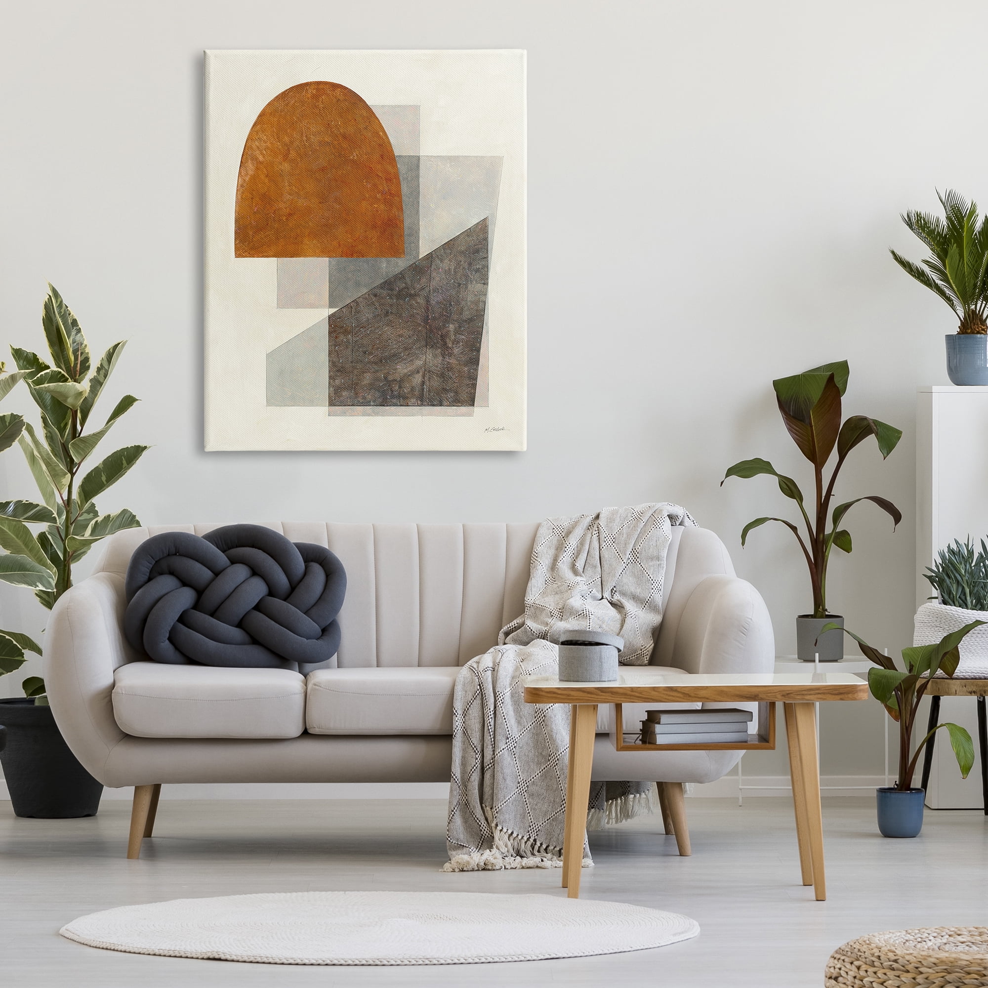 Stupell Industries Earthy Geometric Shapes Abstract Painting Gallery Wrapped Canvas Art Print Wall Art, 36 x 48