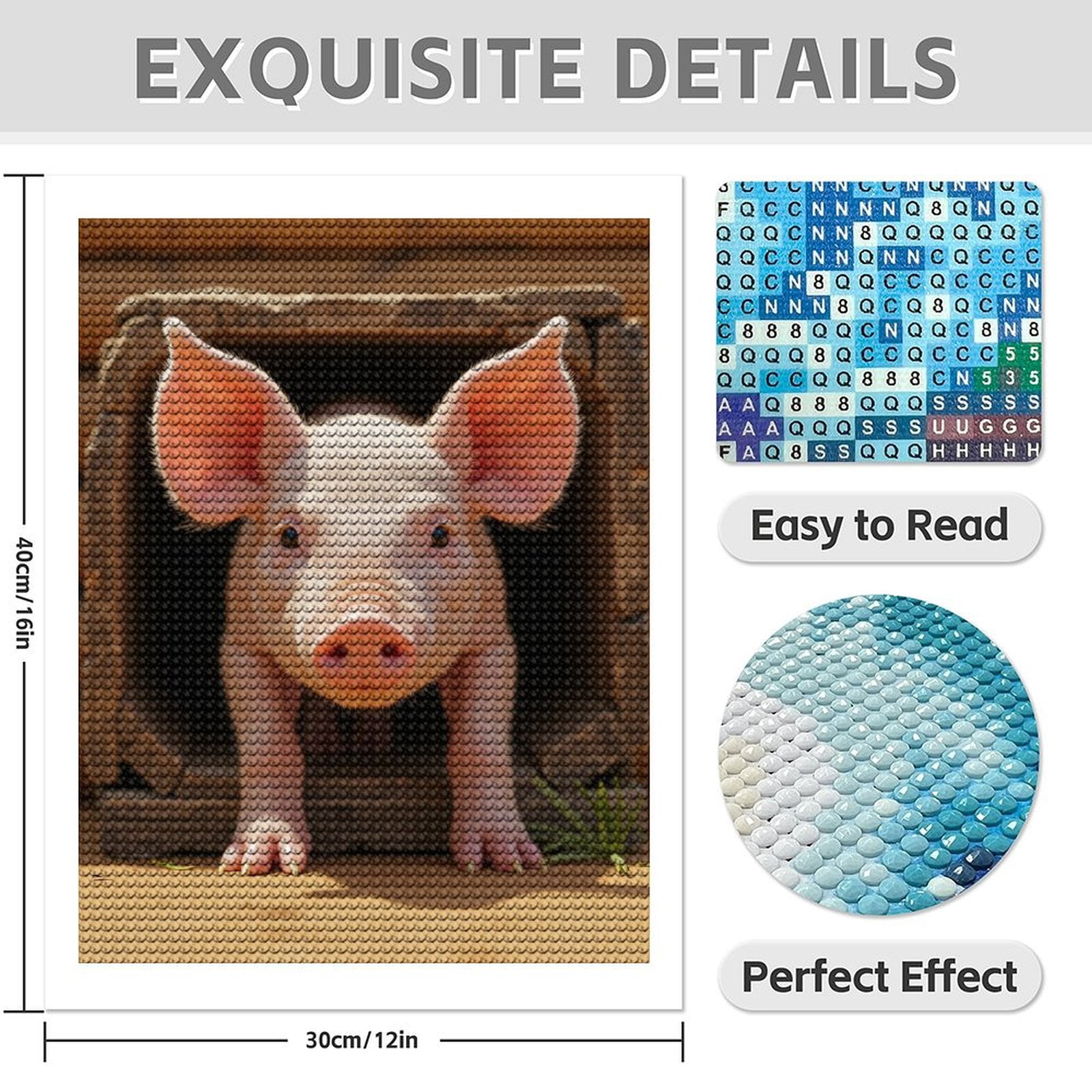 Diamond Art Kit for Adults, Piglet Curious Cuteness Tunnel Diamond Painting for Adults Beginners, DIY Diamond Art Painting Kits, 5D Diamond Painting Crafts for Home Decor 12x16 Frameless