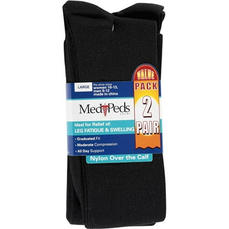Medipeds compression socks large, black, 2 pr - Walmart.com