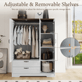 thumbnail image 6 of Brafabhome 62"H Wooden Armoire Wardrobe Closet with 2 Drawers, 3 Doors Modern Wardrobe Cabinet with Mirror and Adjustable Shelf for Clothes Coats, White, 6 of 8