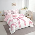thumbnail image 3 of Feelyou Blue Cartoon Cherry Bedding Comforter Set 7-Piece, Kawaii Ribbon Bowknot King Bedding Sets, Princess Bow-tie Theme Reversible Bed Sheets, Microfiber Bedroom Decor, 3 of 7