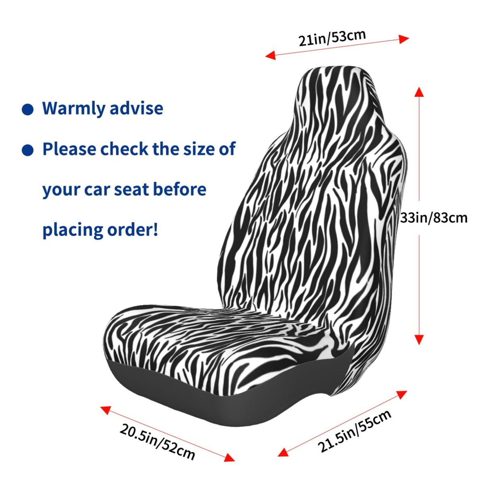 Naloa Zebra Car Seat Covers Universal Front Seat Coves for Car Accessories ,Padded Car Covers for Automotive, SUV, Truck, and Van