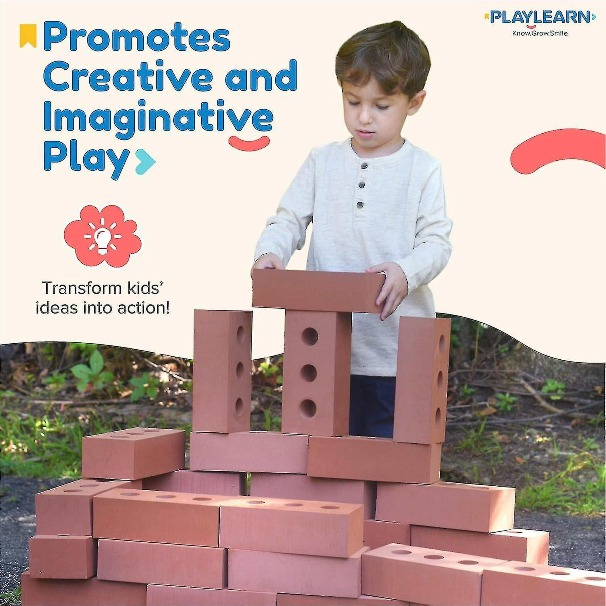 Bricks Building Role Play Toy Life Size1.6 0.8 0.45cm Fake Pretend Foam Construction Blocks 100pcs