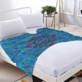 thumbnail image 3 of Durable Soft Flannel Blanket - Cozy Kaleidoscopic Design in Pink Green Purple & Blue for Sofa Travel Bed & Chair, 3 of 7